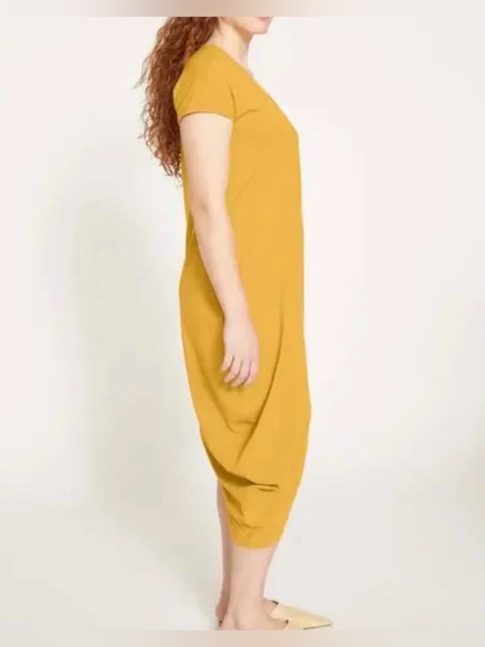 NWT Universal Standard Iconic Geneva V-Neck Dress In Honey Mustard Size XS US L - Picture 3 of 13